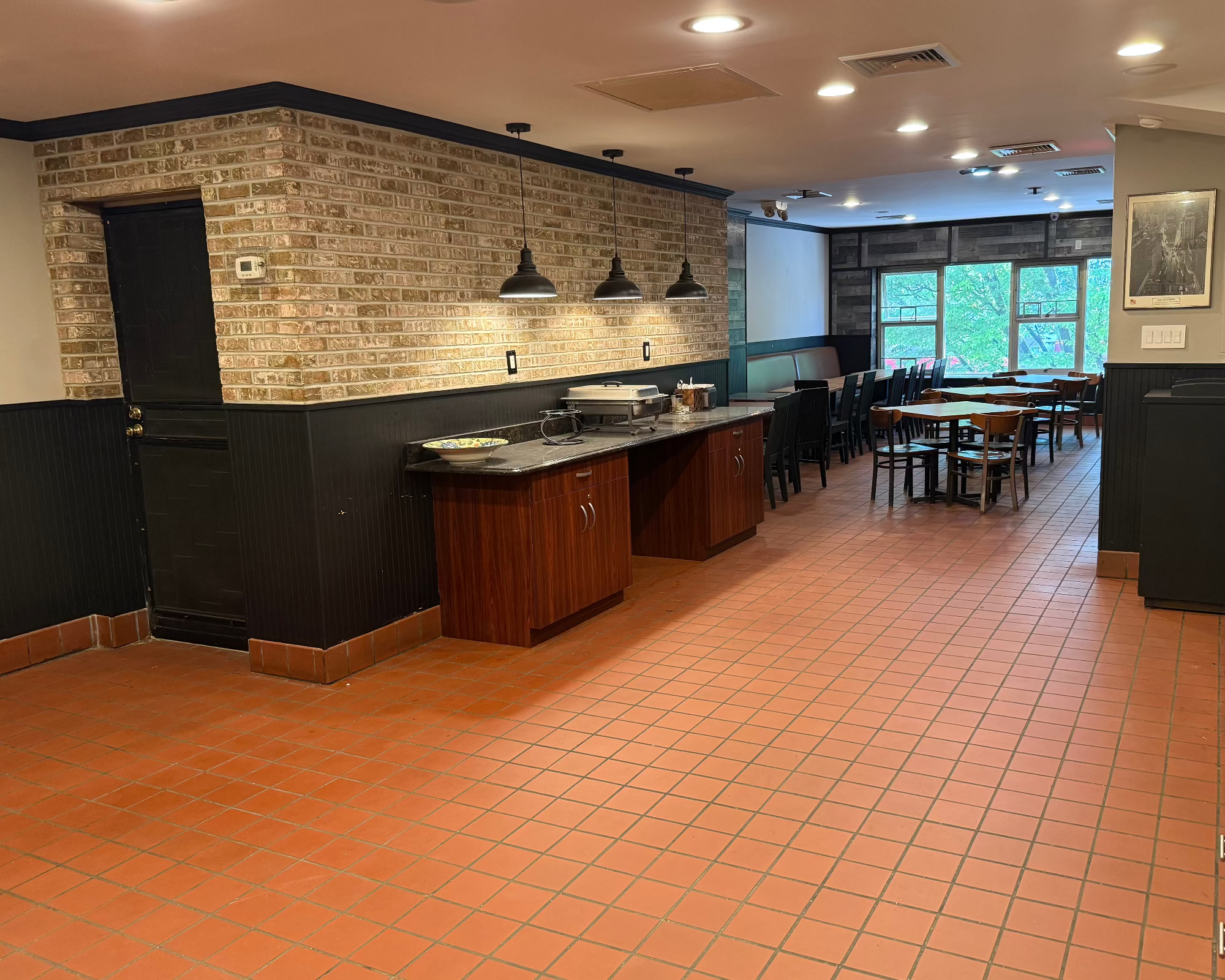 Event space with tables and chairs